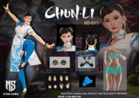 予約 STAR MAN  女格闘家 Chun-li （Blue cloud patterned white cheongsam version） 1/6  アクションフィギュア    MS-011 